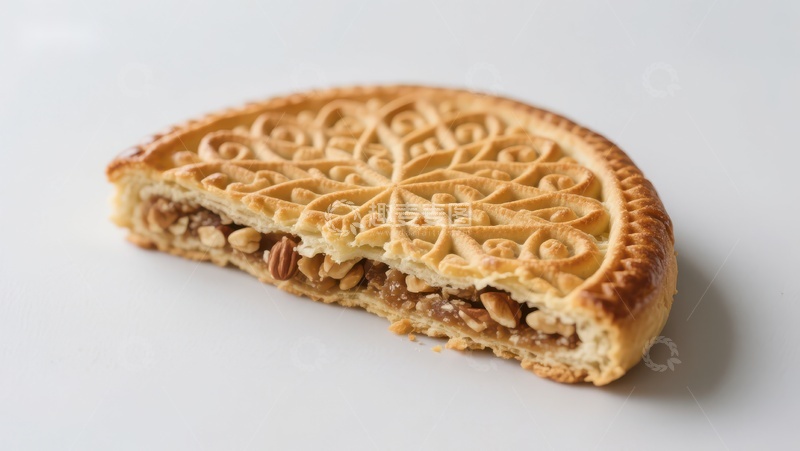 高清大图下载【趣麦麦图】精致半圆糕点，内含坚果馅料