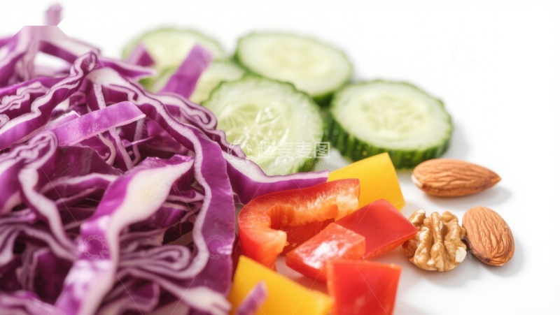 高清大图下载【趣麦麦图】切好的蔬菜与坚果