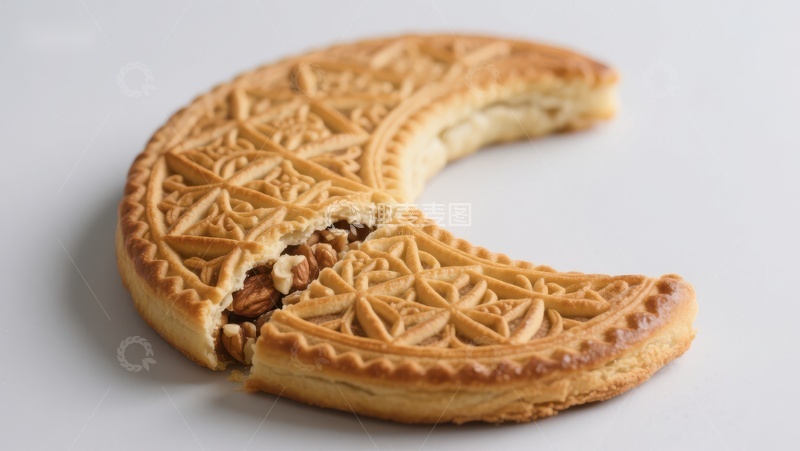 高清大图下载【趣麦麦图】新月形馅饼，内含坚果
