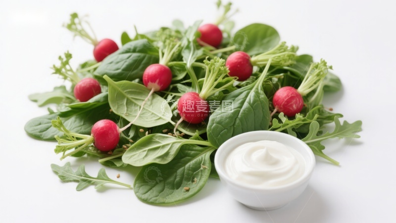高清大图下载【趣麦麦图】新鲜蔬菜沙拉配酸奶酱