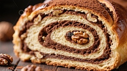 巧克力核桃面包卷特写