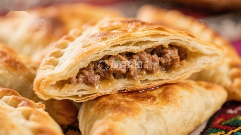 高清大图下载【趣麦麦图】酥皮肉馅饼，金黄诱人