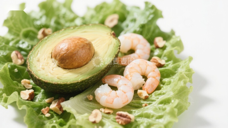 高清大图下载【趣麦麦图】牛油果虾仁沙拉特写