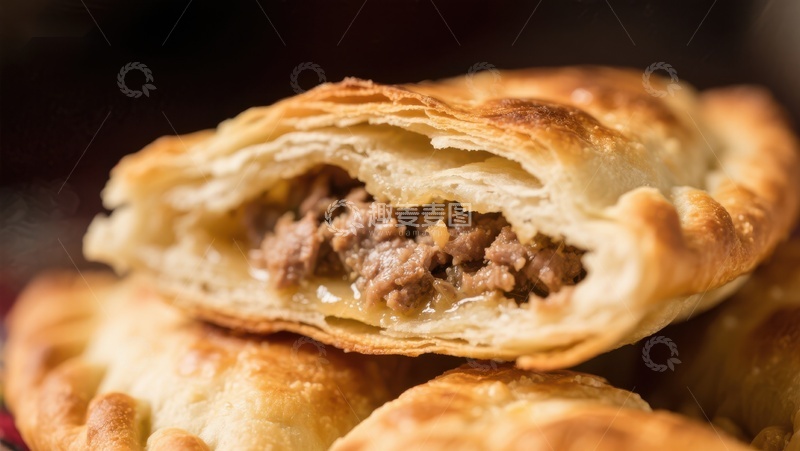 高清大图下载【趣麦麦图】酥皮肉馅饼，金黄诱人