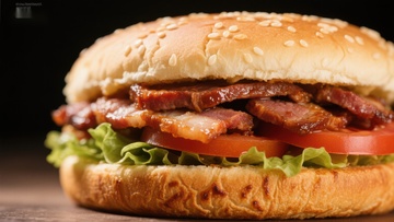 美味培根汉堡特写