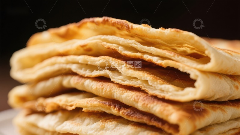 高清大图下载【趣麦麦图】金黄酥脆的薄饼叠放