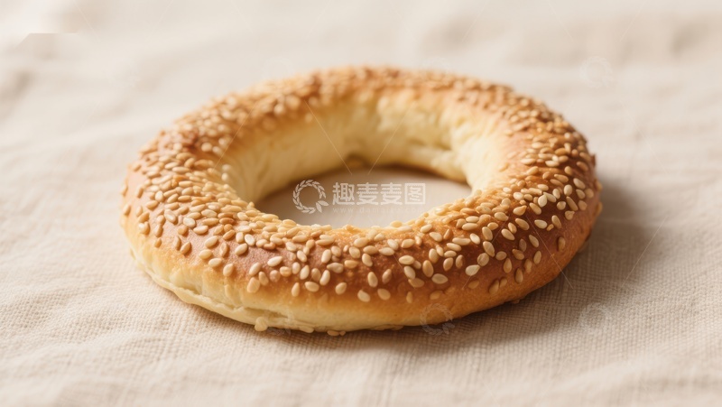 高清大图下载【趣麦麦图】芝麻面包圈特写