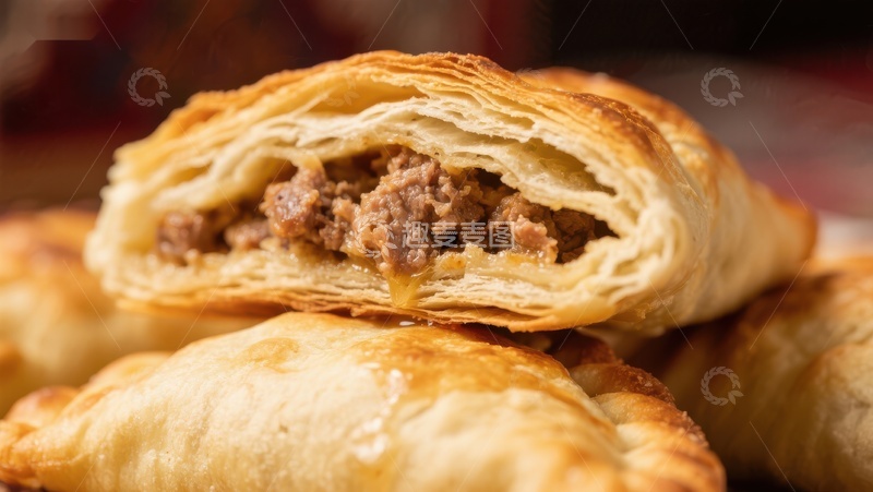 高清大图下载【趣麦麦图】酥皮肉馅饼，金黄诱人