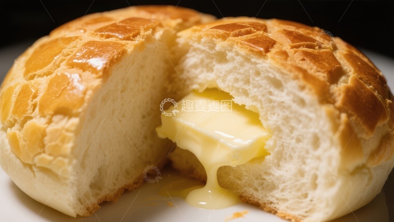 高清大图下载【趣麦麦图】奶油面包，金黄酥脆，内馅丰富