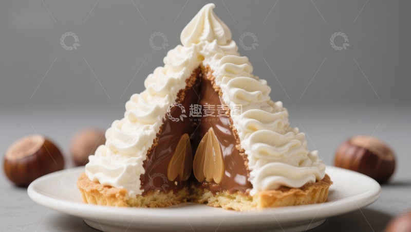 高清大图下载【趣麦麦图】奶油榛果三角甜点