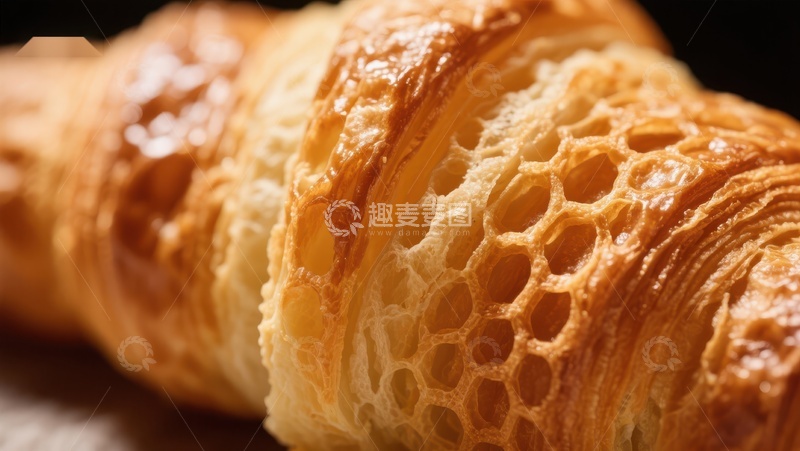 高清大图下载【趣麦麦图】金黄酥脆的羊角面包特写