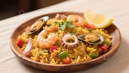 海鲜炒饭，色彩丰富美味佳肴