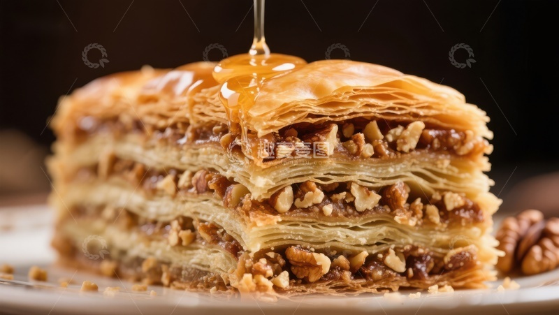 高清大图下载【趣麦麦图】蜂蜜浇灌的坚果千层酥