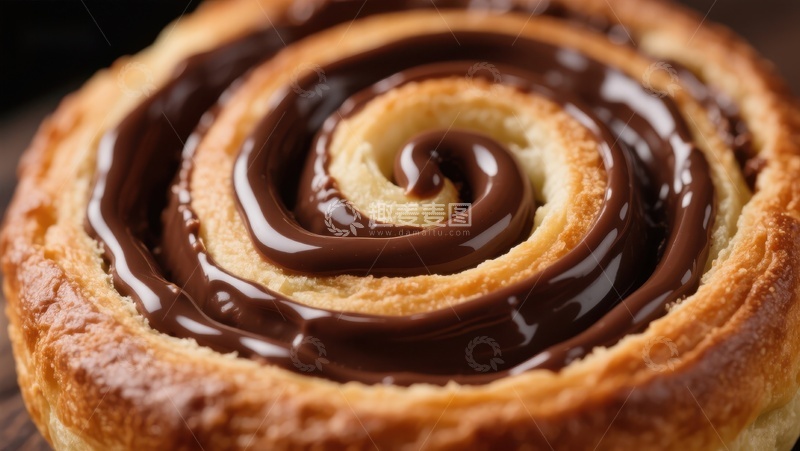 高清大图下载【趣麦麦图】巧克力酱螺旋面包特写
