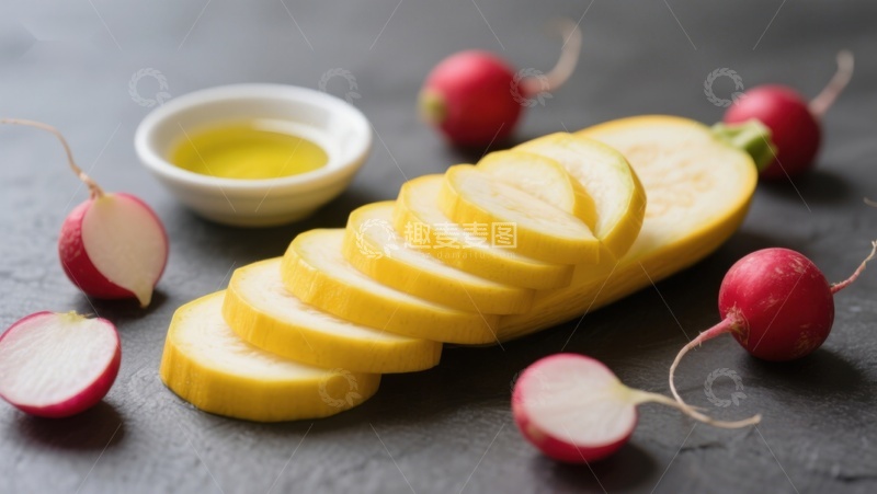 高清大图下载【趣麦麦图】切片黄西葫芦与红萝卜