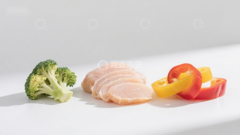 高清大图下载【趣麦麦图】切片鸡肉与蔬菜食材