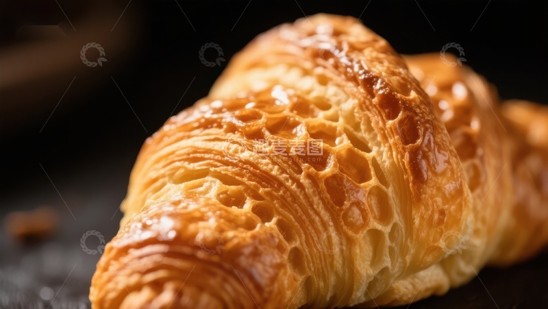 高清大图下载【趣麦麦图】金黄酥脆的羊角面包特写
