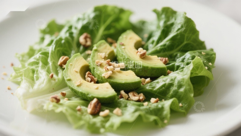 高清大图下载【趣麦麦图】牛油果生菜沙拉配坚果