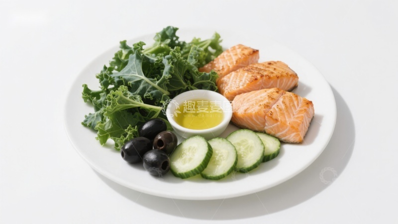 高清大图下载【趣麦麦图】三文鱼配蔬菜沙拉