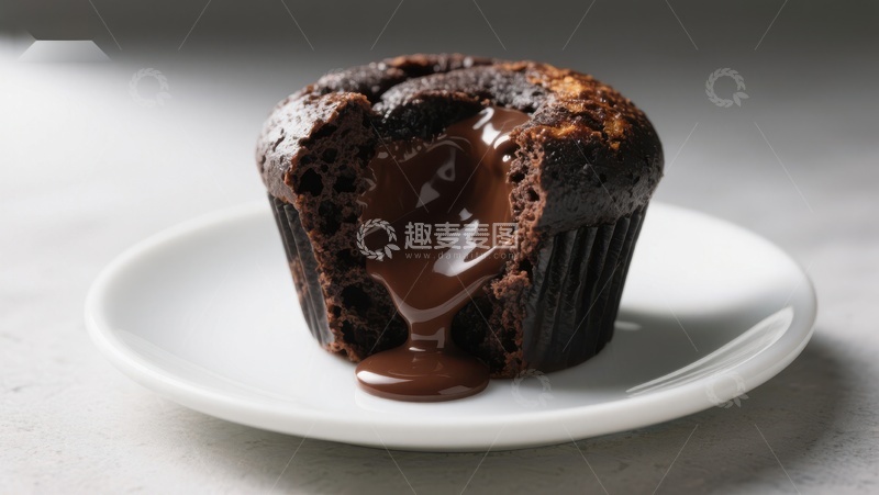 高清大图下载【趣麦麦图】巧克力熔岩蛋糕特写