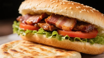 培根汉堡配生菜番茄