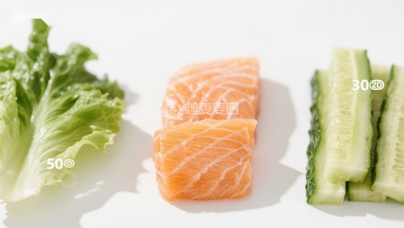 高清大图下载【趣麦麦图】三文鱼生菜黄瓜切片