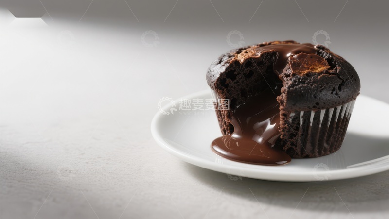 高清大图下载【趣麦麦图】巧克力熔岩蛋糕，甜蜜流淌