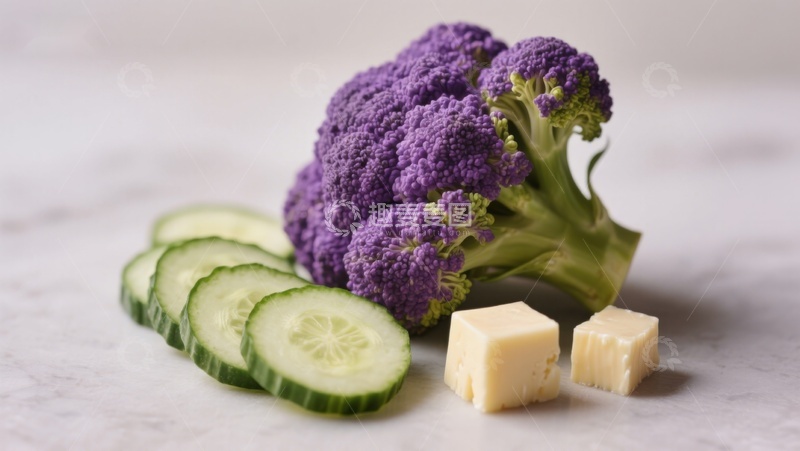 高清大图下载【趣麦麦图】紫西兰花与黄瓜奶酪切片