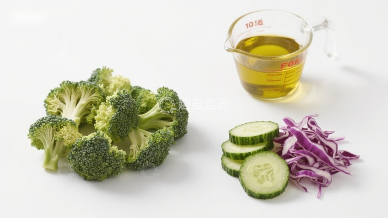 高清大图下载【趣麦麦图】新鲜蔬菜与食用油食材展示