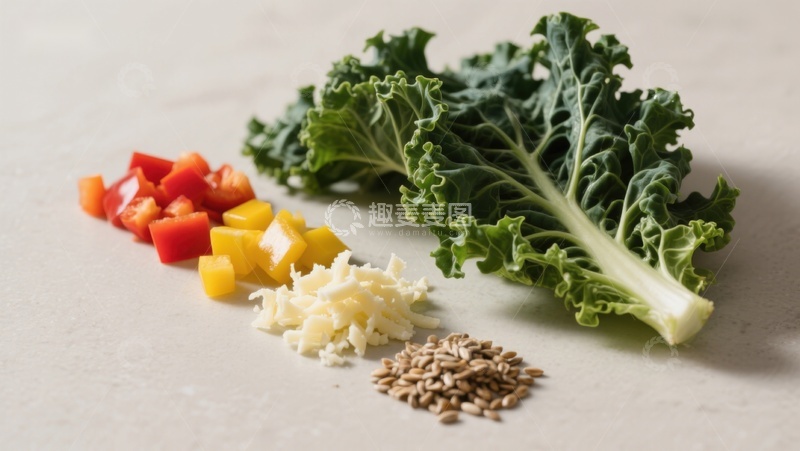 高清大图下载【趣麦麦图】-新鲜蔬菜与谷物食材组合