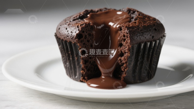 高清大图下载【趣麦麦图】巧克力熔岩蛋糕，浓郁流心