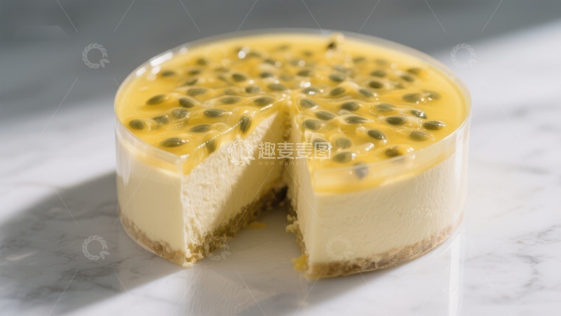 高清大图下载【趣麦麦图】百香果芝士蛋糕切片展示