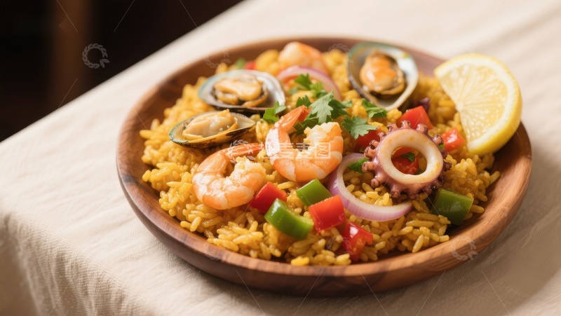 高清大图下载【趣麦麦图】海鲜炒饭，色彩斑斓的美味佳肴