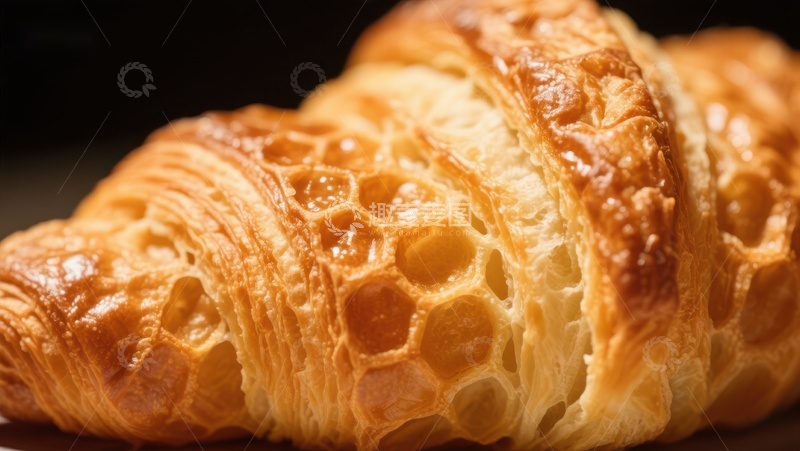 高清大图下载【趣麦麦图】金黄酥脆的羊角面包特写