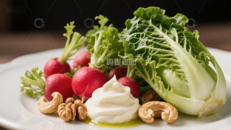 高清大图下载【趣麦麦图】新鲜蔬菜与坚果摆盘