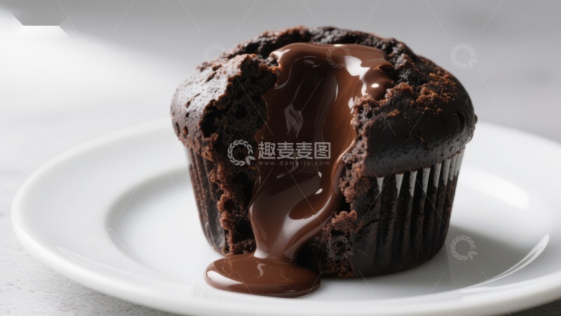 高清大图下载【趣麦麦图】巧克力蛋糕融化特写
