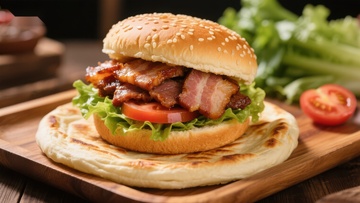 培根汉堡配烤饼