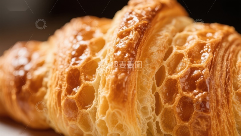 高清大图下载【趣麦麦图】金黄酥脆的羊角面包特写