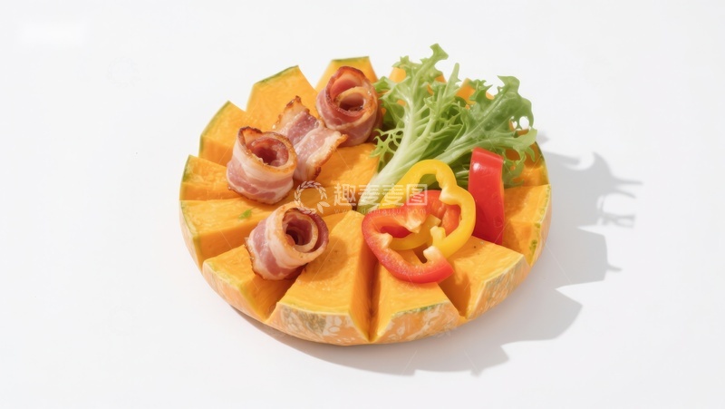高清大图下载【趣麦麦图】南瓜切片配培根与蔬菜