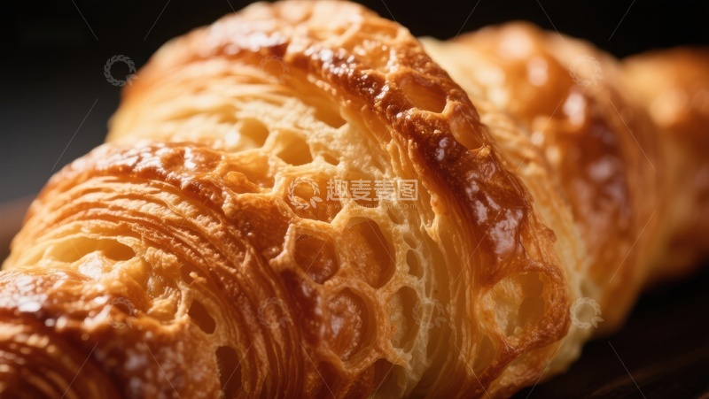 高清大图下载【趣麦麦图】金黄酥脆的羊角面包特写