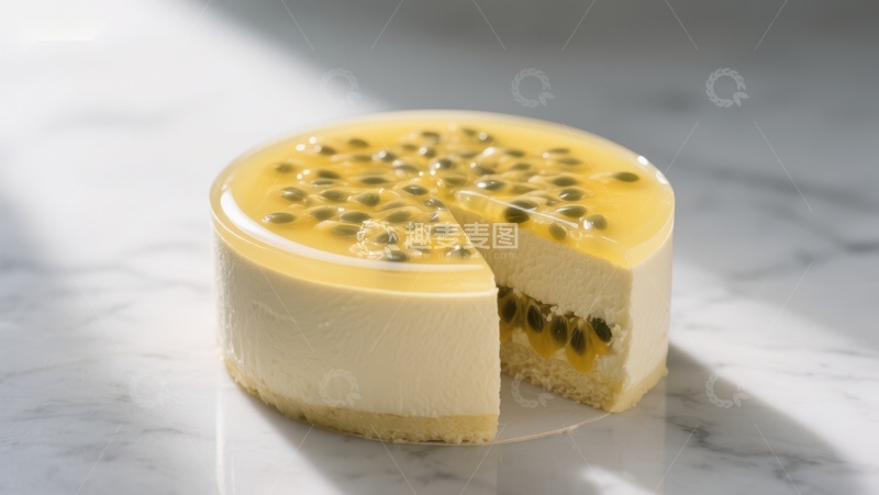 高清大图下载【趣麦麦图】百香果芝士蛋糕切片展示