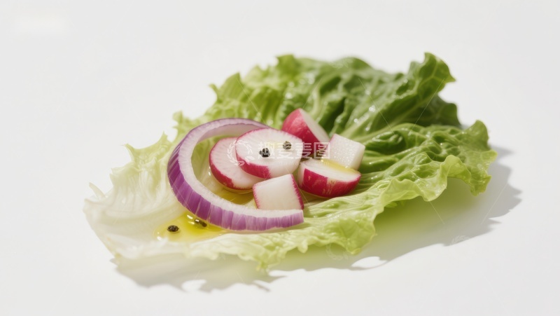 高清大图下载【趣麦麦图】生菜配红洋葱与萝卜片