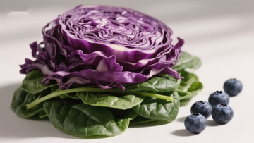 紫甘蓝与蓝莓的静物组合