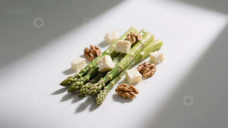 高清大图下载【趣麦麦图】芦笋配核桃与奶酪