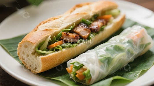 越南三明治与春卷美食组合