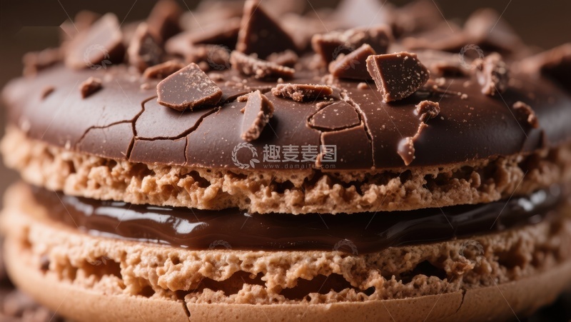高清大图下载【趣麦麦图】巧克力马卡龙特写