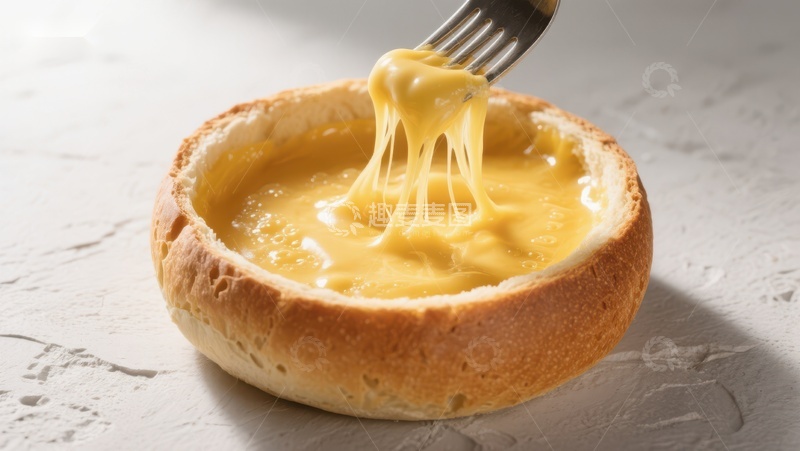 面包碗中的浓稠芝士汤