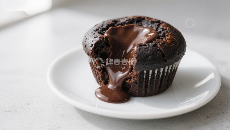 高清大图下载【趣麦麦图】巧克力熔岩蛋糕特写