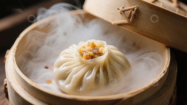 热气腾腾的蒸笼小笼包