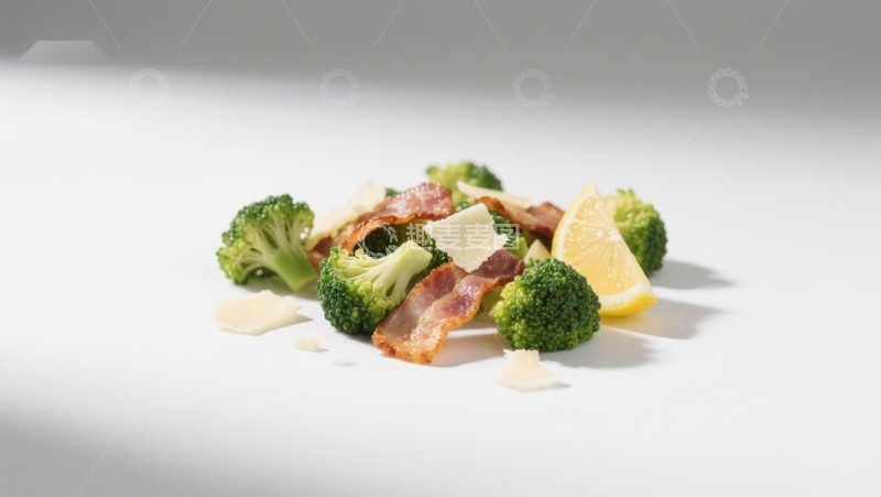 高清大图下载【趣麦麦图】西兰花培根柠檬片组合